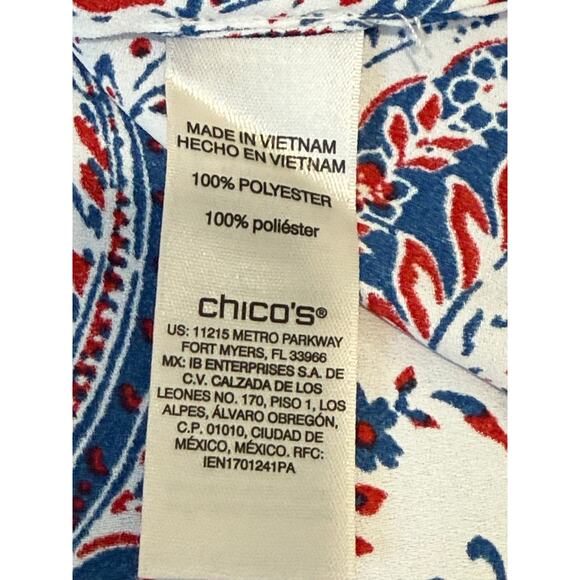Chicos Cutout Blouse Women 4 Plus Size Paisley Flowy Americana Career Office Top - Picture 11 of 11